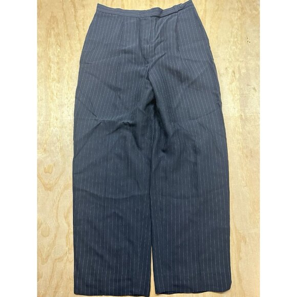 Ralph Lauren Pinstripe Pants Sz 12 Navy Lined Rayon Wool Blend Academia Career - Picture 1 of 6